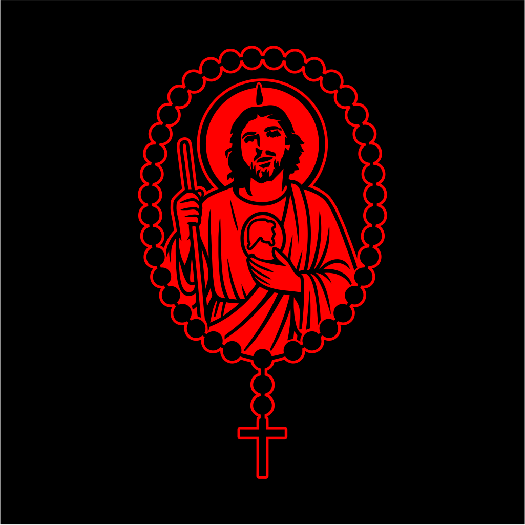 San Judas Tadeo Rosary Sticker / Calcomanía Religiosa en Vinil