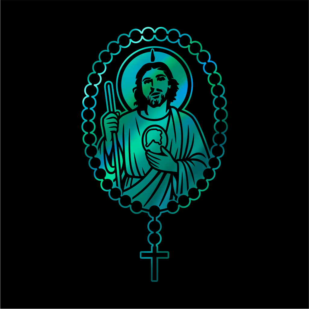San Judas Tadeo Rosary Sticker / Calcomanía Religiosa en Vinil