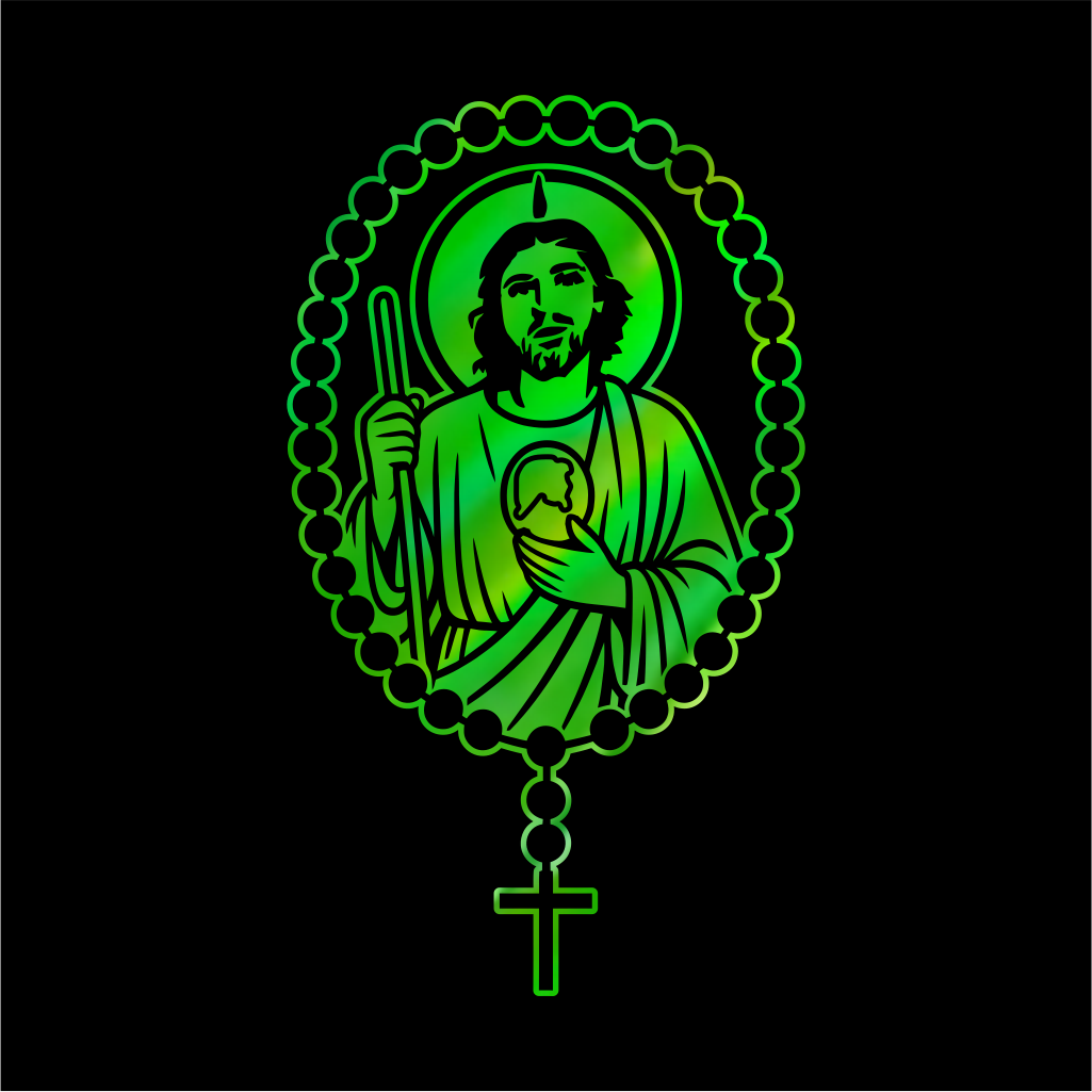 San Judas Tadeo Rosary Sticker / Calcomanía Religiosa en Vinil