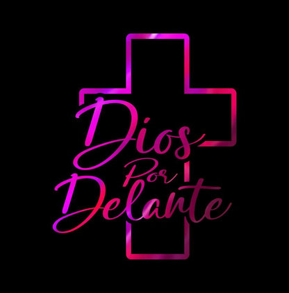 Dios por Delante Vinyl Decal – Cross Outline Design / Sticker en Vinil con Cruz Minimalista