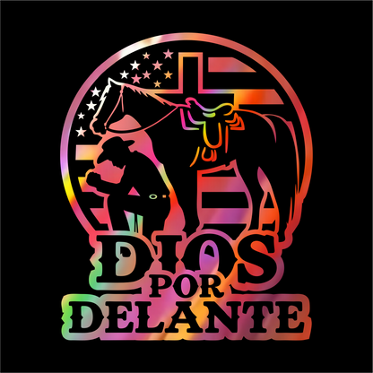 Dios por Delante Cowboy Decal flag USA / Faith Cowboy Sticker