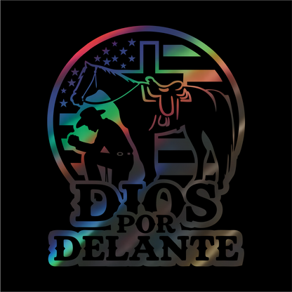 Dios por Delante Cowboy Decal flag USA / Faith Cowboy Sticker