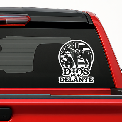 Dios por Delante Cowboy Decal flag USA / Faith Cowboy Sticker