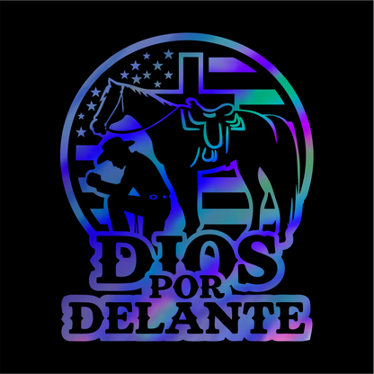 Dios por Delante Cowboy Decal flag USA / Faith Cowboy Sticker