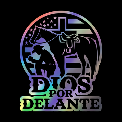 Dios por Delante Cowboy Decal flag USA / Faith Cowboy Sticker