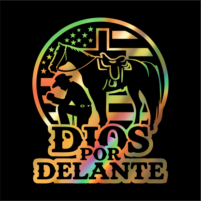 Dios por Delante Cowboy Decal flag USA / Faith Cowboy Sticker