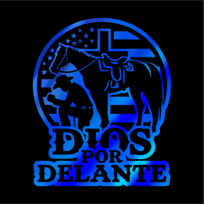 Dios por Delante Cowboy Decal flag USA / Faith Cowboy Sticker