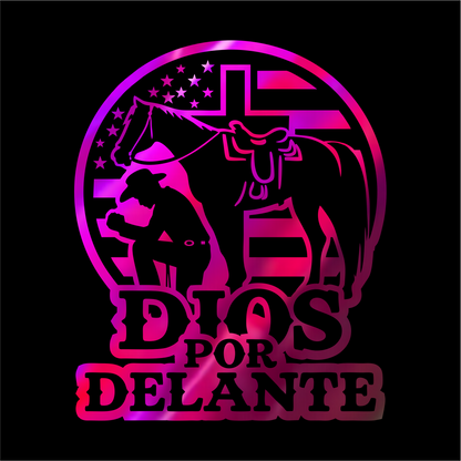 Dios por Delante Cowboy Decal flag USA / Faith Cowboy Sticker