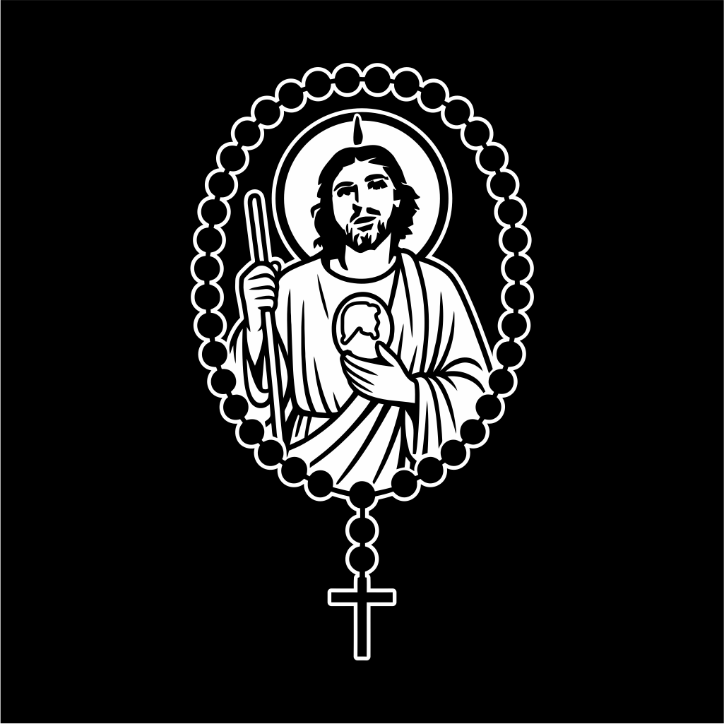 San Judas Tadeo Rosary Sticker / Calcomanía Religiosa en Vinil