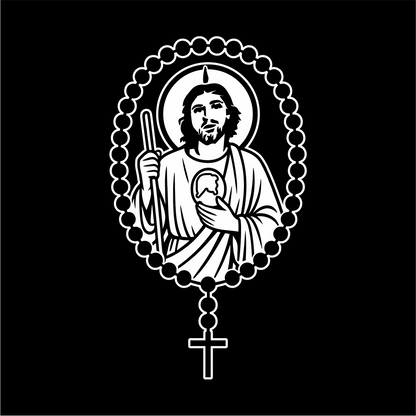 San Judas Tadeo Rosary Sticker / Calcomanía Religiosa en Vinil