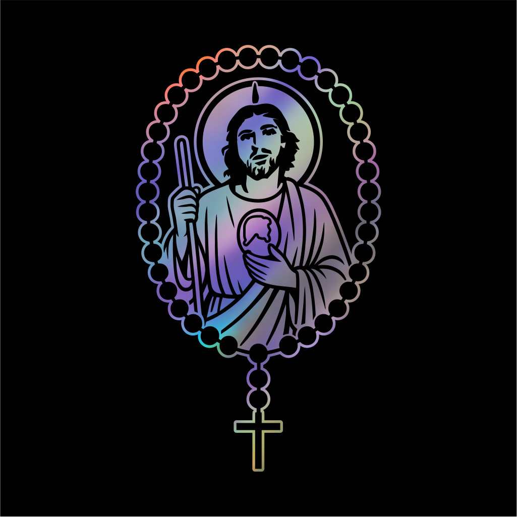 San Judas Tadeo Rosary Sticker / Calcomanía Religiosa en Vinil
