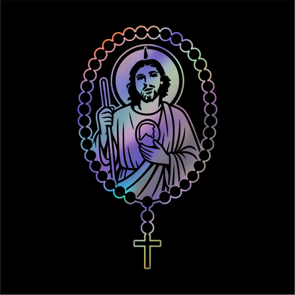 San Judas Tadeo Rosary Sticker / Calcomanía Religiosa en Vinil