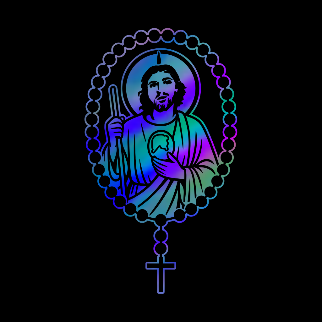 San Judas Tadeo Rosary Sticker / Calcomanía Religiosa en Vinil