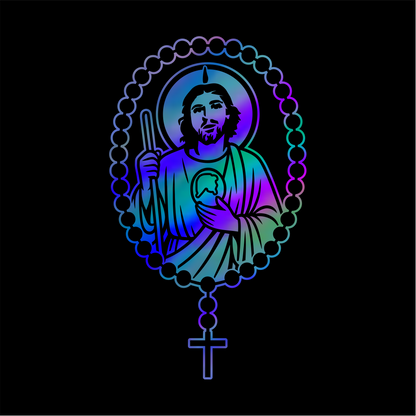 San Judas Tadeo Rosary Sticker / Calcomanía Religiosa en Vinil