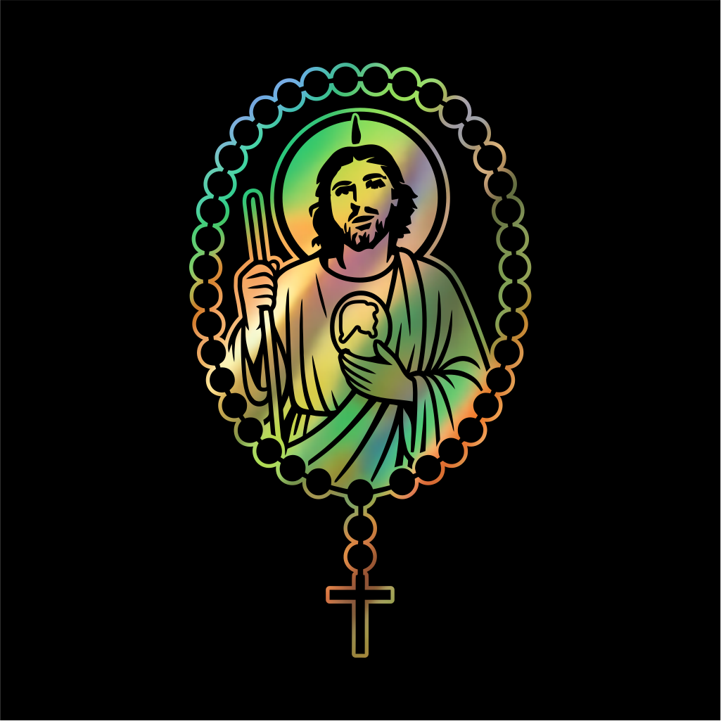 San Judas Tadeo Rosary Sticker / Calcomanía Religiosa en Vinil