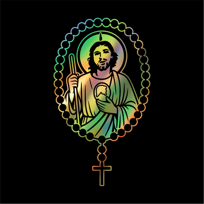 San Judas Tadeo Rosary Sticker / Calcomanía Religiosa en Vinil