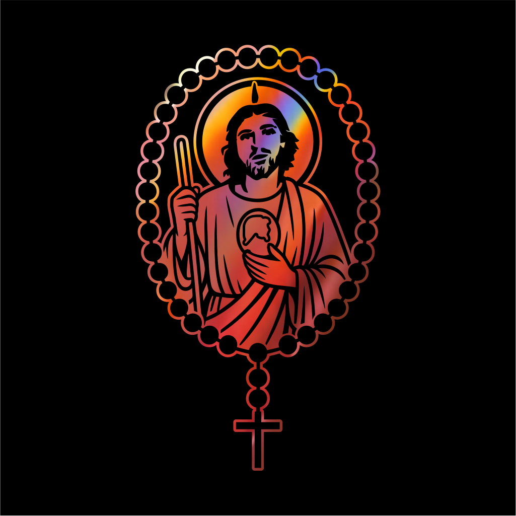 San Judas Tadeo Rosary Sticker / Calcomanía Religiosa en Vinil