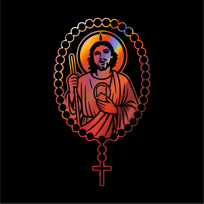 San Judas Tadeo Rosary Sticker / Calcomanía Religiosa en Vinil