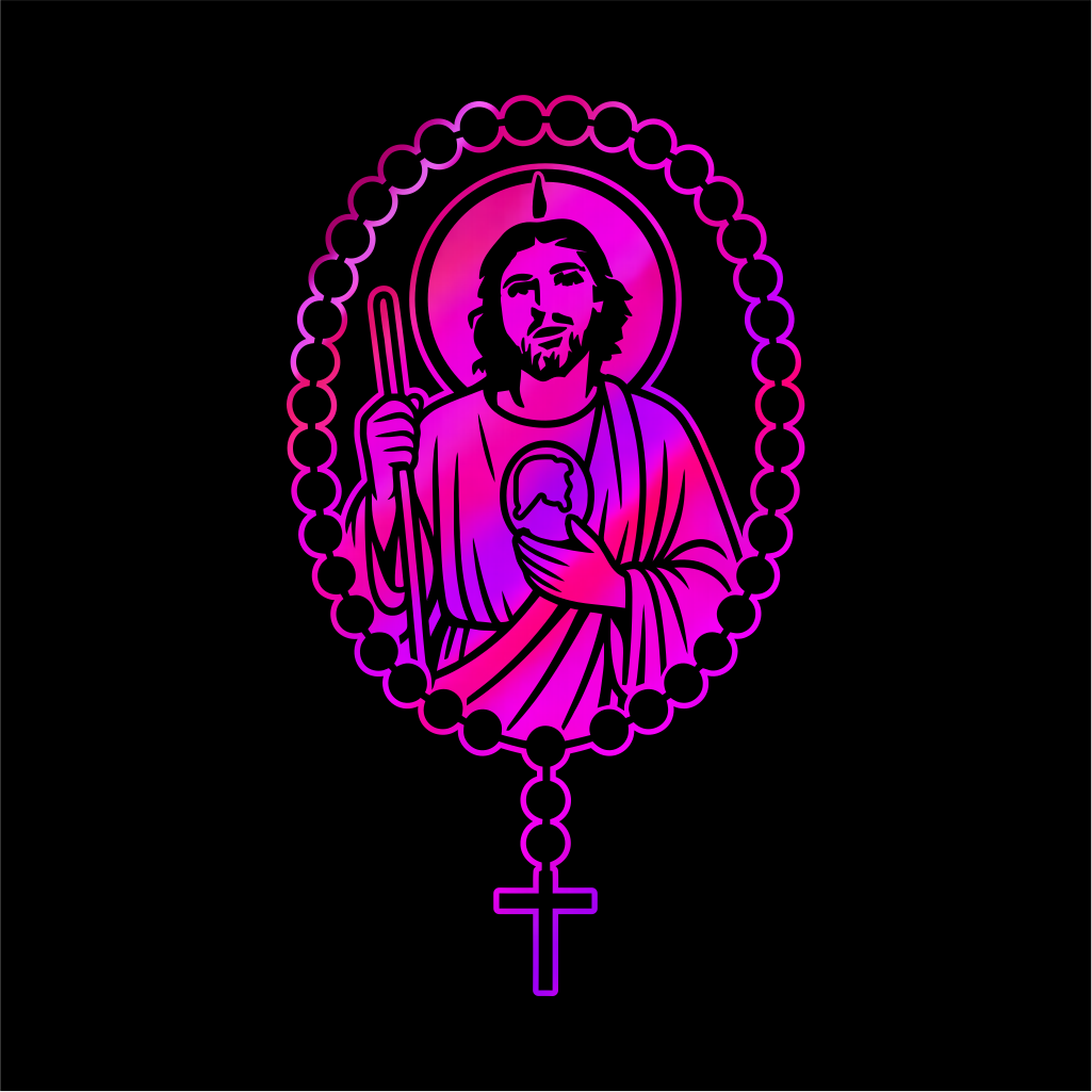 San Judas Tadeo Rosary Sticker / Calcomanía Religiosa en Vinil