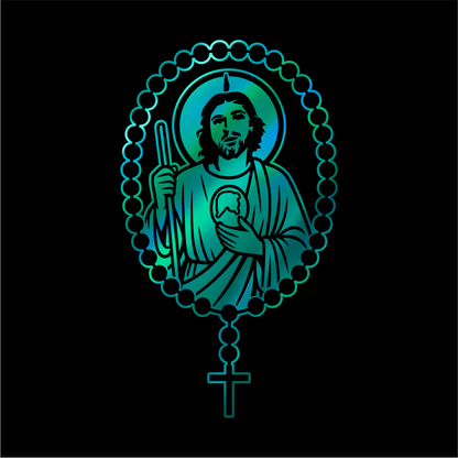 San Judas Tadeo Rosary Sticker / Calcomanía Religiosa en Vinil
