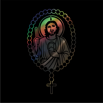 San Judas Tadeo Rosary Sticker / Calcomanía Religiosa en Vinil