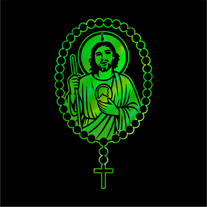 San Judas Tadeo Rosary Sticker / Calcomanía Religiosa en Vinil